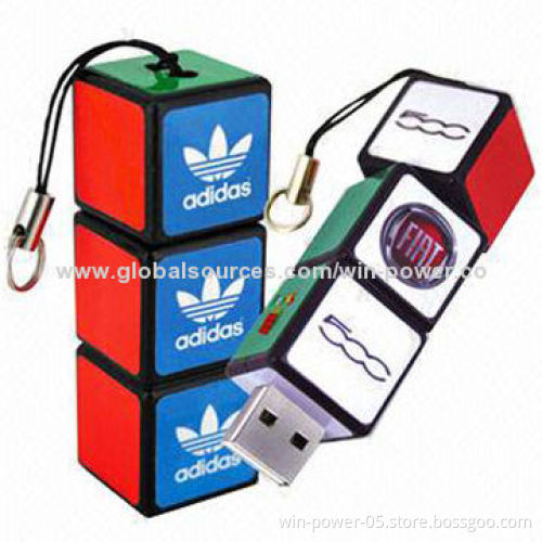 Cubic USB Flash Drives, Supports Password Protection Function, Swivel to Open, Good for Promotions